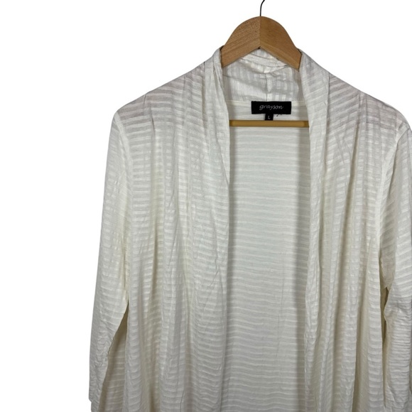 Grayson Women’s Open Semi-Sheer Striped Cardigan in Ivory Size L - Picture 4 of 7